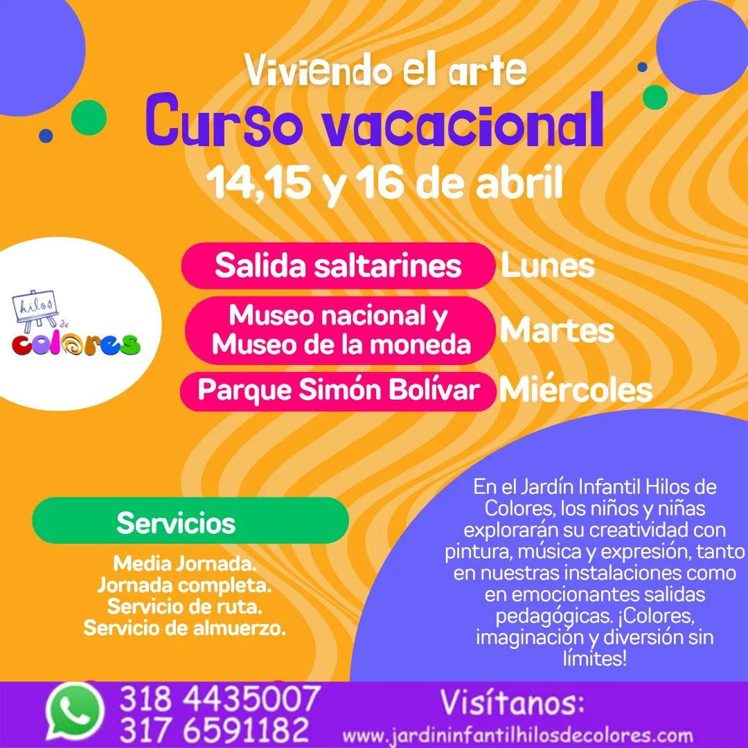 Curso vacacional en el Jardín Hilos de Colores de Bogotá