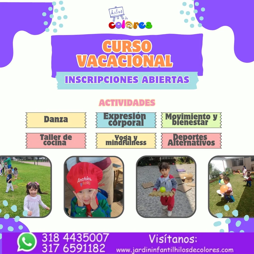 Participa en el curso vacacional “Movimiento y bienestar" del Jardín Hilos de Colores de Bogotá
